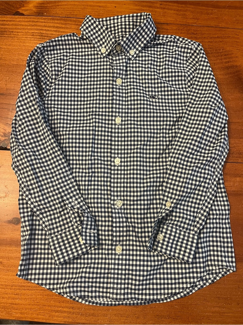 Vineyard Vines Performance Navy and White Gingham Button-Down Shirt